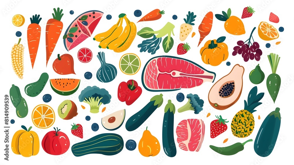 Healthy Organic Food Produce Frame with Assorted Fruits and Vegetables Healthy Organic Food Produce Frame with Assorted Fruits and Vegetables