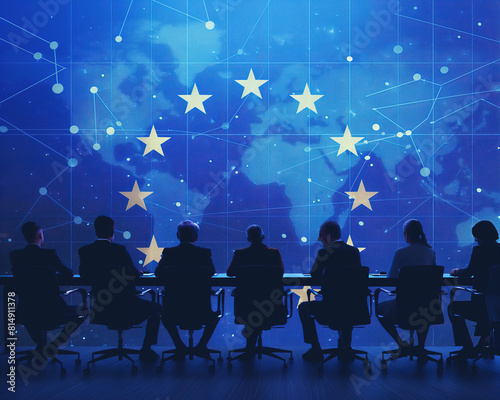 illustration of European Union EU Economic meeting Global Collaboration 