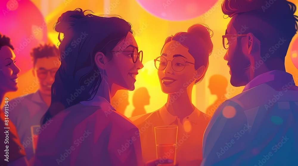 A group of young professionals are networking at a party A group of young professionals are networking at a party