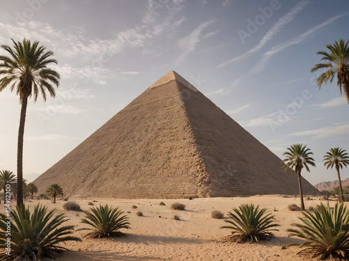 Majestic pyramid stands quietly among the valley of kings, serving as the resting place of the pharaoh, Generative AI photo