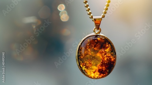Elegant Symmetrical Amber Pendant with Minimalist Arabian Design