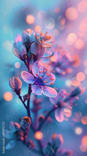 Enchanting Pastel Bokeh Floral Bloom in Vivid Soft Gradient Lighting © Sittichok