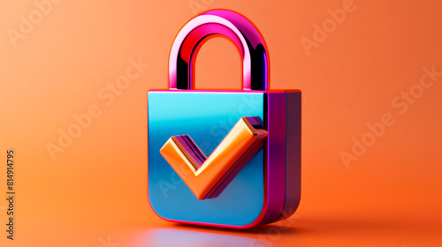 Bright Cybersecurity Concept Lock with Check Mark Symbol