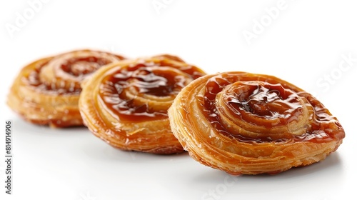 Palmiers with glazed topping isolated on white realistic close-up sugary dessert theme animation Monochromatic Color Scheme