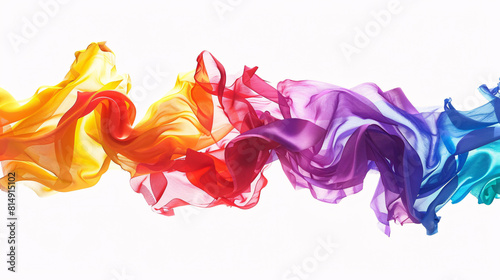 An artistic LGPTQ+ Pride flag depiction with a gradient of rainbow colors blending seamlessly on a stark white background, creating a striking contrast that emphasizes inclusivity and pride photo