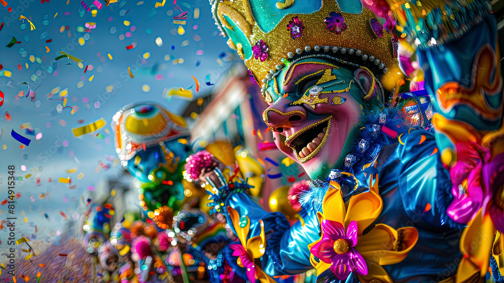 close up of a carnival mask, close up of a carnival scene in the brazil, face with carnival mask, colored faces