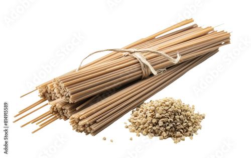 White Background Isolation of Soba Noodles  A Blend of Buckwheat and Wheat Flour