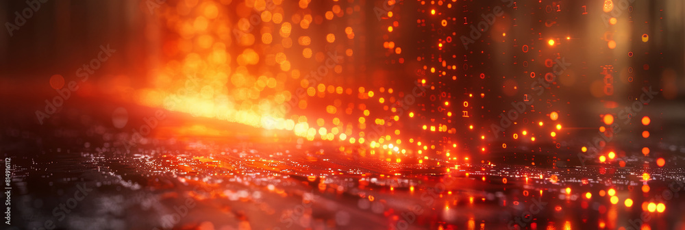 Fototapeta premium A bright orange background with a lot of small red dots