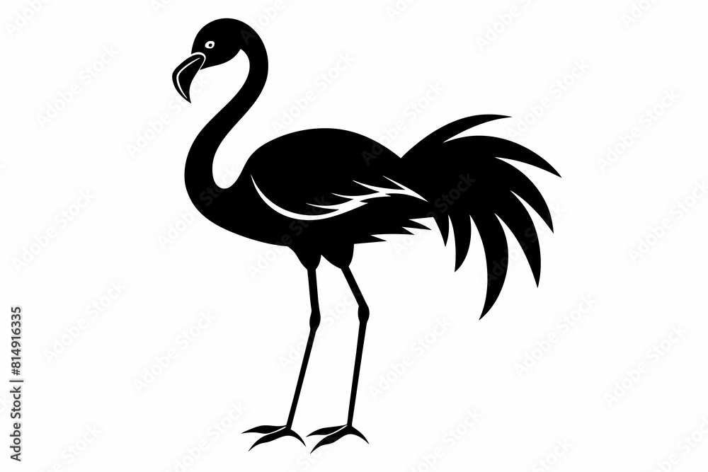 Fototapeta premium A flamingo bird silhouette black vector artwork illustration 