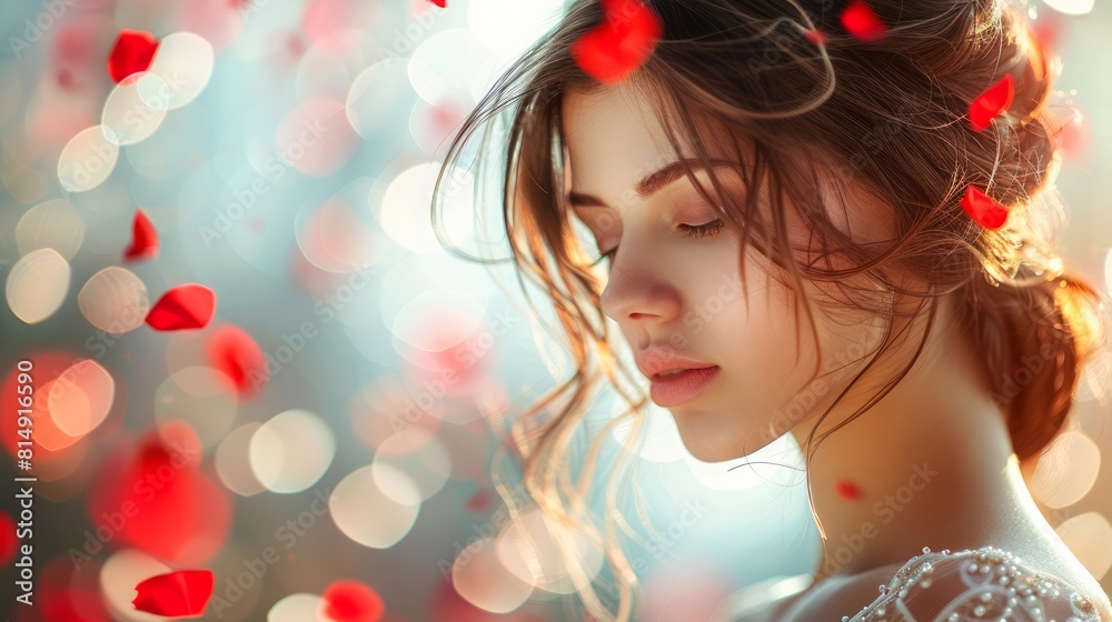 Beautiful young woman fashioning herself with love Beautiful young woman fashioning herself with love
