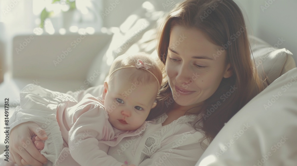Shot of an attractive young woman playing with her baby girl on the sofa at home Shot of an attractive young woman playing with her baby girl on the sofa at home