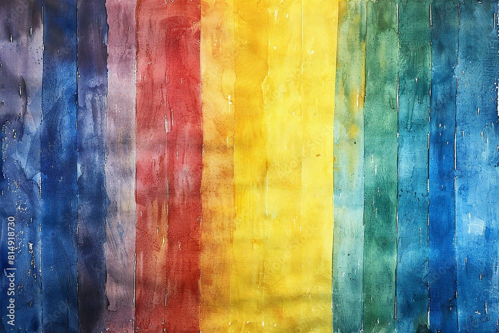 A rainbow colored painting of a watercolor background