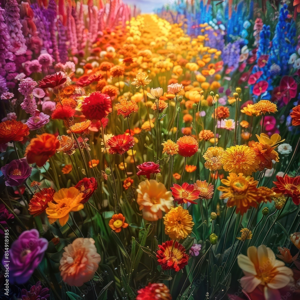 Vibrant Floral Garden Bursting with Captivating Bloom and Natural Beauty