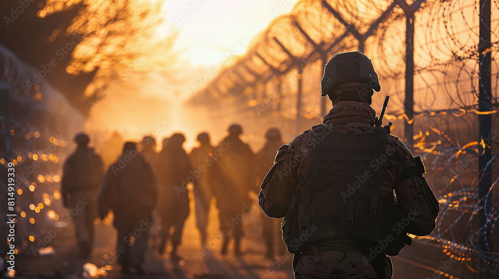 Illegal border crossing by migrant over fence between Mexico and United States Illegal border crossing by migrant over fence between Mexico and United States