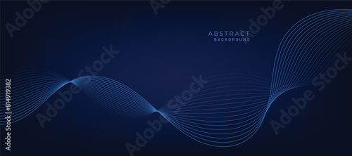 Abstract vector modern background with blue wavy lines and particles. Technology backdrop.
