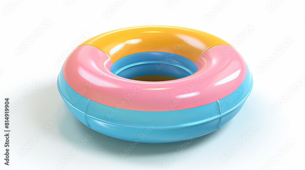A 3D render shows an isolated rubber ring, representing the concept of summer vacation travel. A 3D render shows an isolated rubber ring, representing the concept of summer vacation travel.