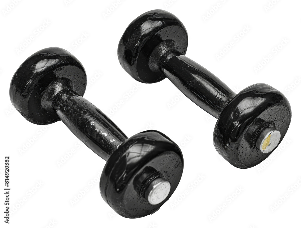 Black dumbbells for strength training isolated on transparent background png Black dumbbells for strength training isolated on transparent background png