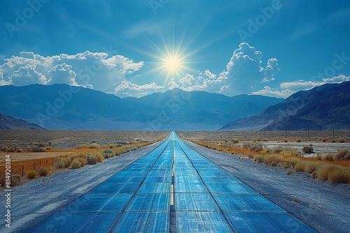 Digital artwork of  big empty highway leads straight into the sky, high quality, high resolution photo