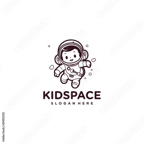 Astronaut kids logo vector illustration