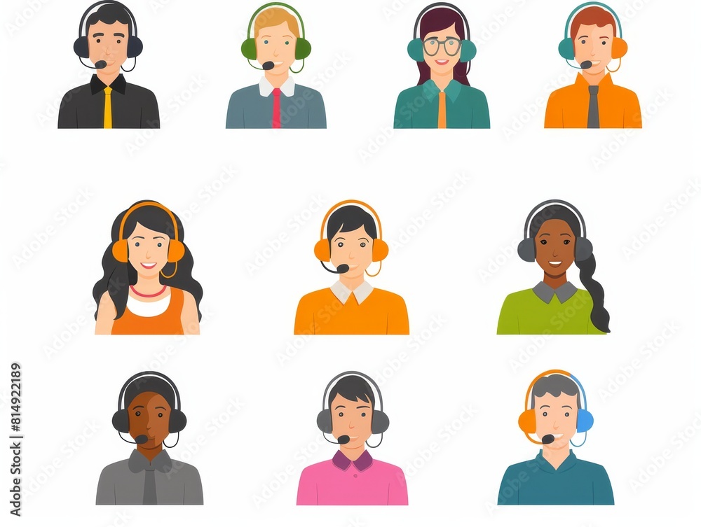Range of call centers along with individuals working in a general office or remote setting.