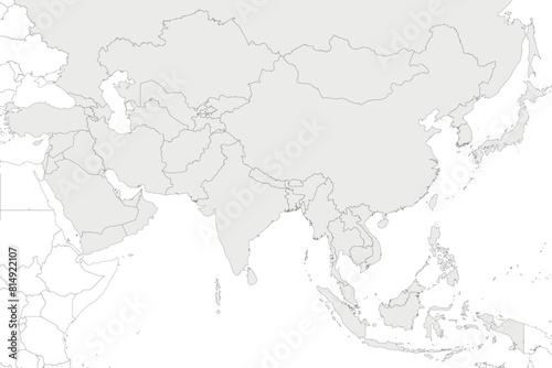 Blank Political Asia Map vector illustration isolated in white background. Editable and clearly labeled layers.