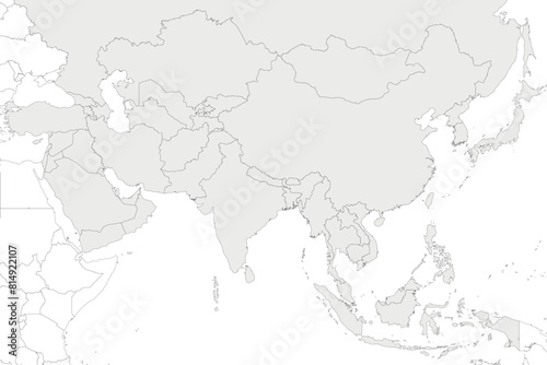 Blank Political Asia Map vector illustration isolated in white background. Editable and clearly labeled layers.