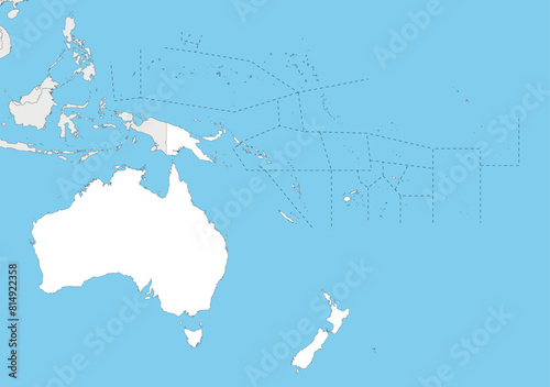 Blank Political Oceania Map vector illustration with countries in white color. Editable and clearly labeled layers.