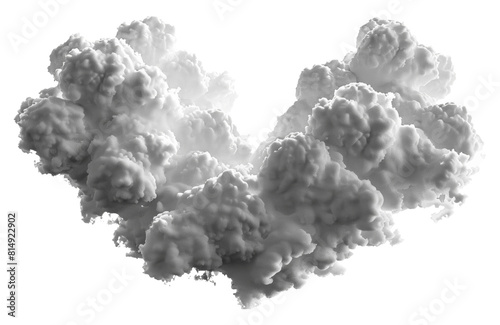 White heart-shaped cloud for thematic designs isolated on transparent background png photo