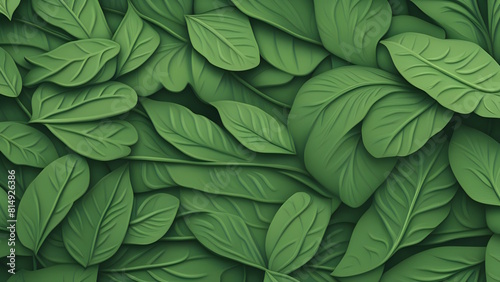 A close up of a bunch of green leaves wallpaper background generative ai