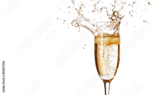 Champagne Splashes in Glass, Effervescent Elegance, Champagne Drops in Wineglass