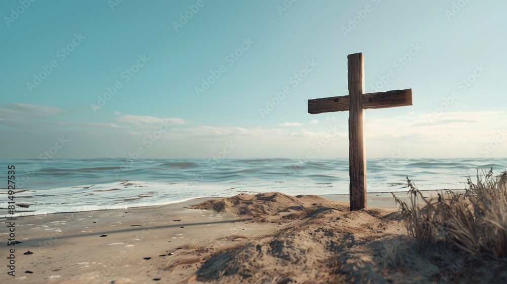 Sunlight Hits The Cross At The Sea Sunlight Hits The Cross At The Sea