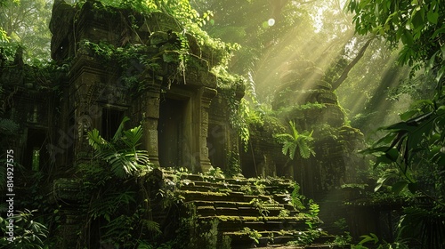 Ancient ruins in a tropical jungle