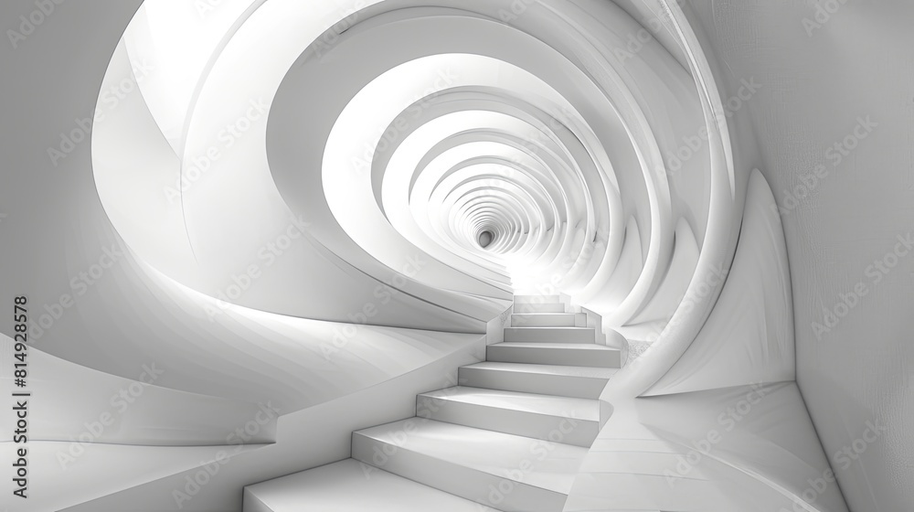 Obraz premium white spiral staircase background