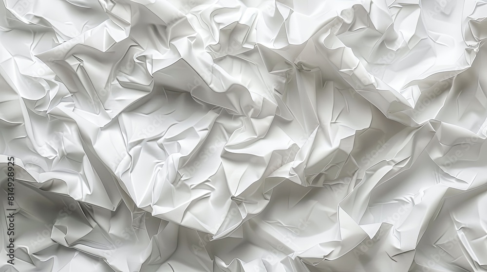 White crumpled paper texture background.