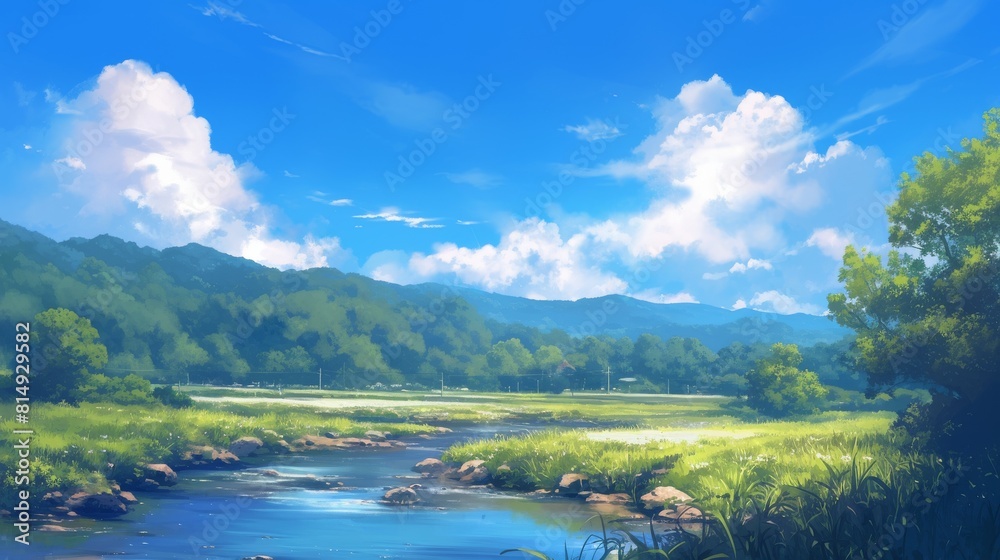 Obraz premium Serene illustrations of idyllic settings