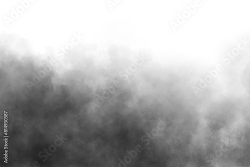 Black smoke texture on a transparent black background.  PNG. Steam explosion special effect. Effective texture of steam, fog, smoke png