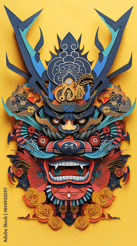Fototapeta premium Japanese mask with paper craft