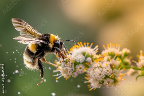 The Ballet of a Bumblebee Gathering Nectar, Intricate Moves, Natures Elegance