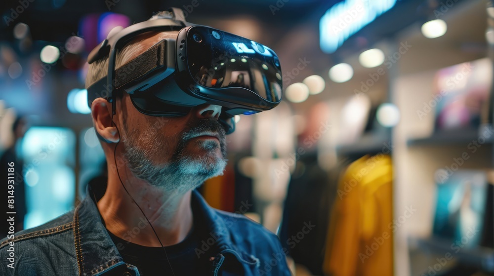 close-up of an adult man using VR technology in his daily work close-up of an adult man using VR technology in his daily work