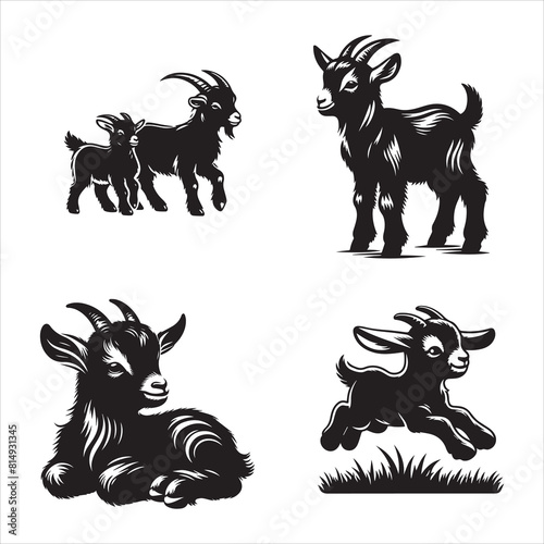 baby goat silhouette vector icon graphic logo ai generated design