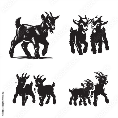 baby goat silhouette vector icon graphic logo ai generated design