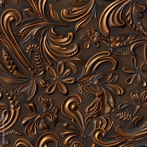 Embossed Leather Engraved seamless pattern