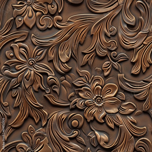 Embossed Leather Engraved seamless pattern