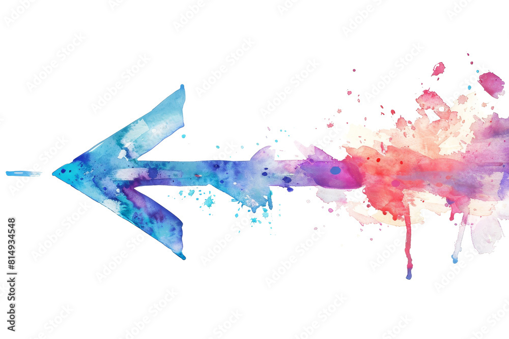 Obraz premium Colorful watercolor arrow pointing to the left.