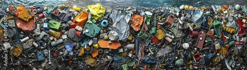Sculptural Composition of Recycled Plastics and Metals, Emphasizing Circular Economy