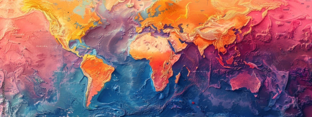 custom made wallpaper toronto digitalA colorful map of the world with the continents of Africa, Asia