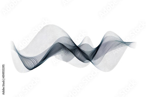 Black and white wave of sound or light smoothly flowing through space.