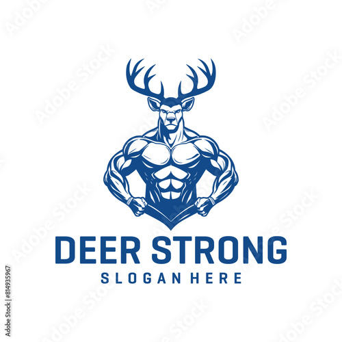 Strong muscle deer logo vector illlustration
