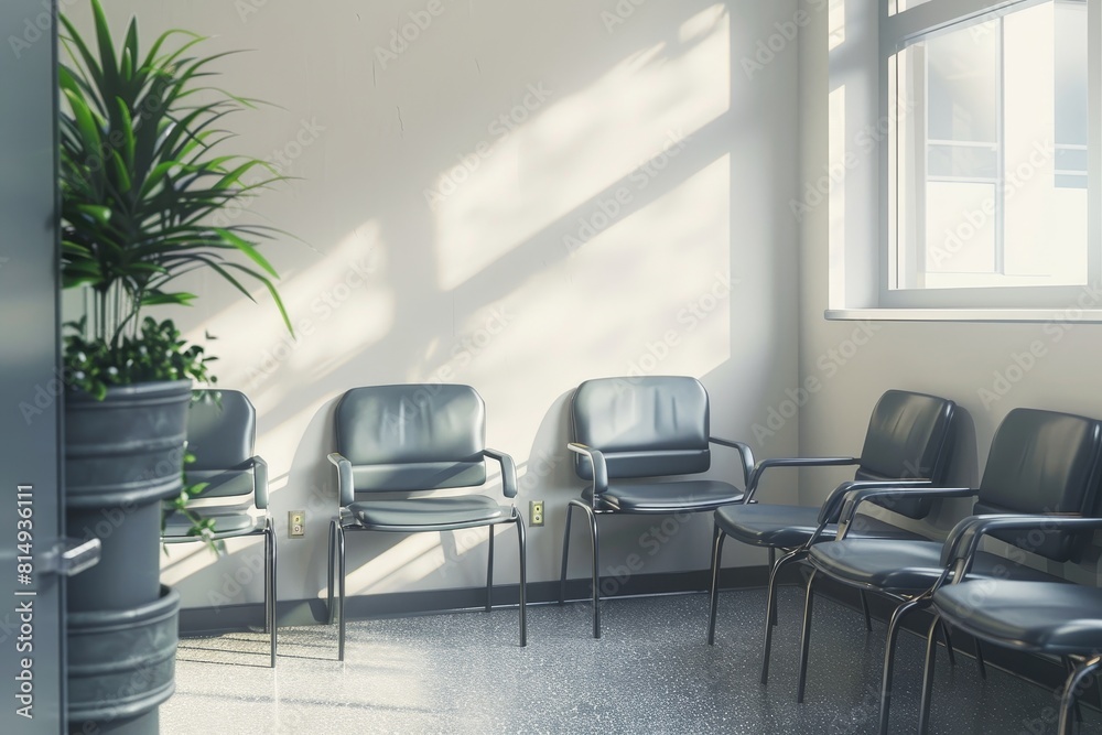 Fototapeta premium Empty chairs in a waiting area of a medical facility