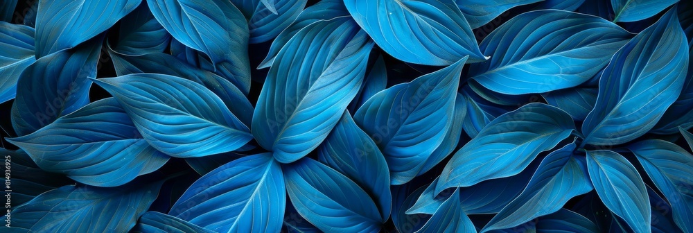 Vibrant Sapphire Tropical Leaves Pattern A Closeup Portrait of Lush Rainforest Foliage